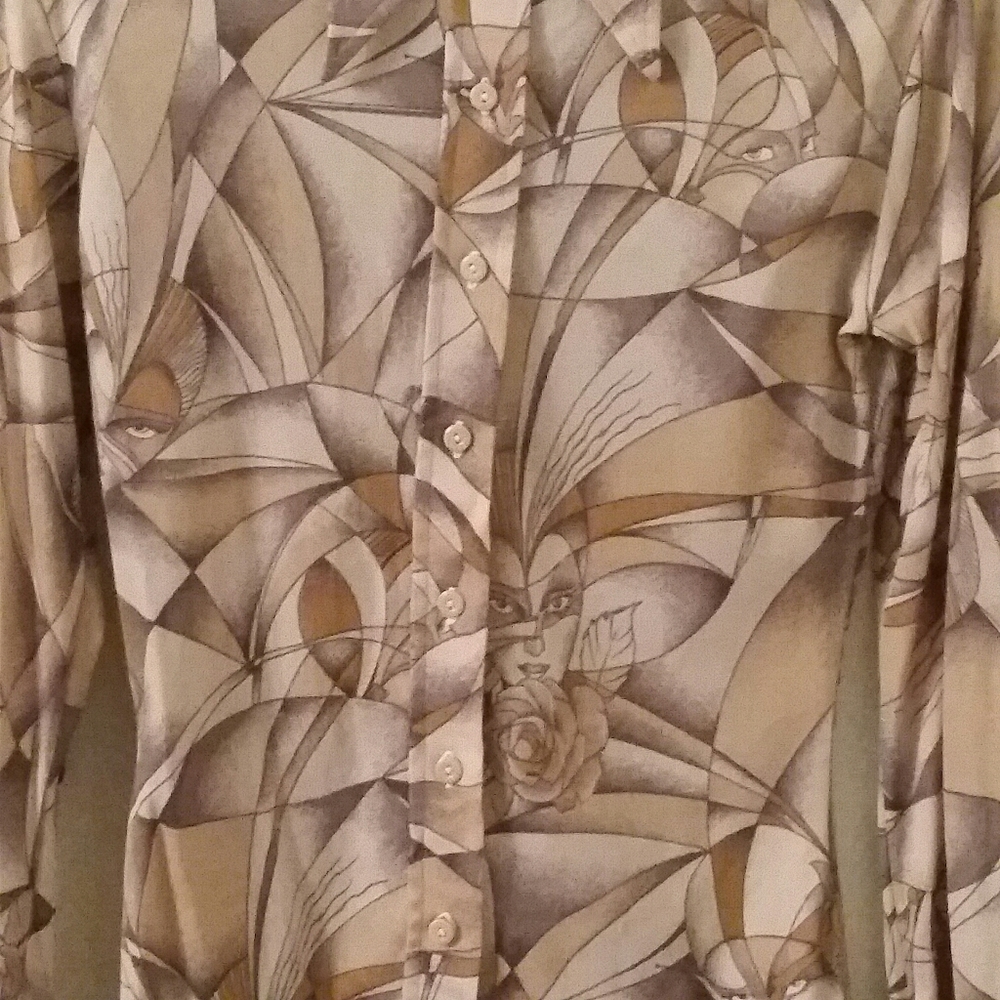 Vintage Artsy Stretch Blouse M - Picture 3 of 3